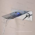 Chrome Wall Mounted Single Lever No Battery Twin Colors LED Waterfall Basin Bath Faucet Mixer Taps